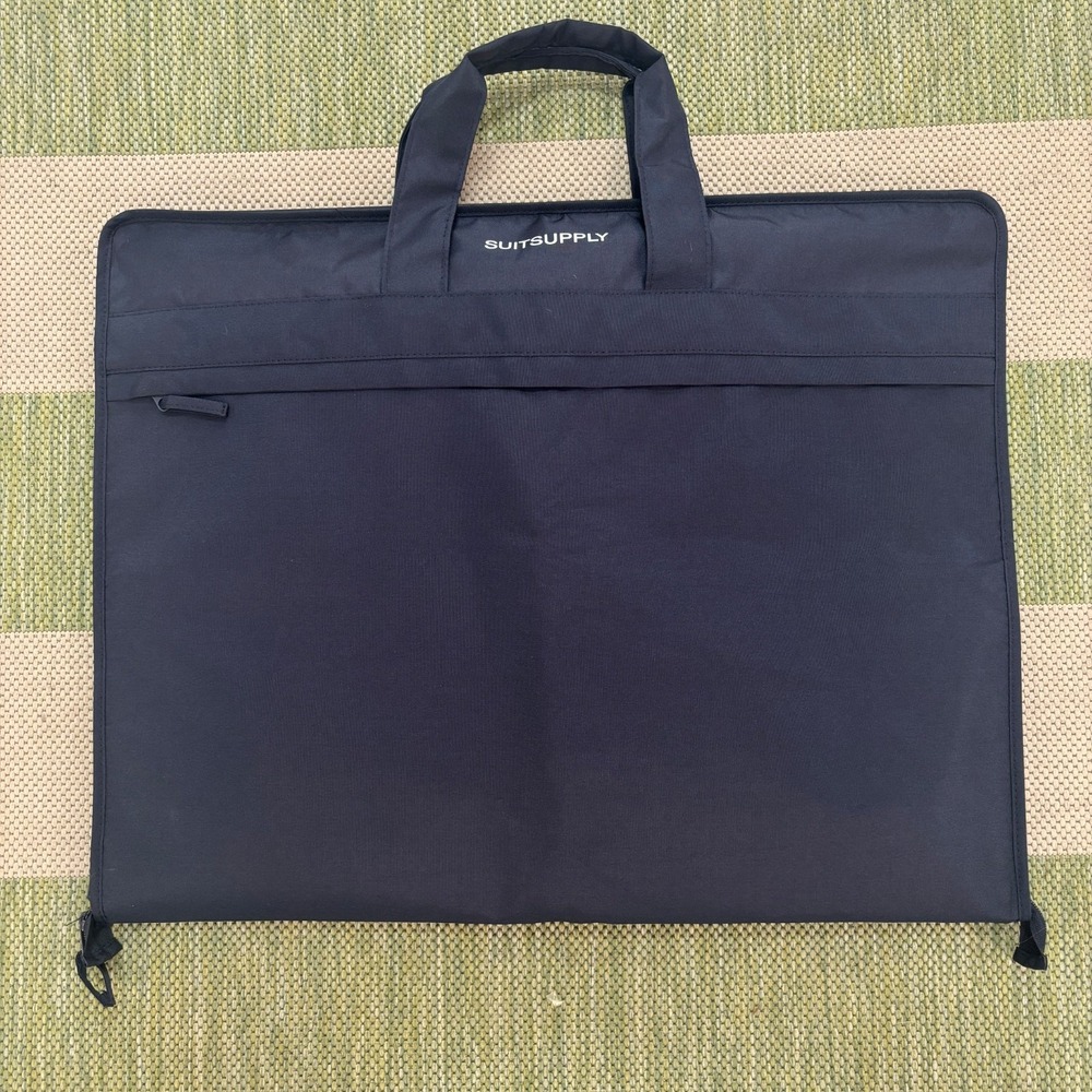 Suitsupply Bi-Fold Garment Bag Navy Blue Nylon Full Zip Suit Storage Travel
